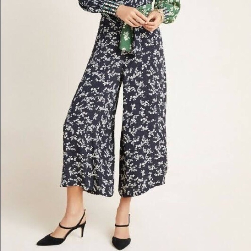 Kachel x Anthropologie Haven Ditsy Floral Wide-Leg Cropped Culotte Pants Size 12